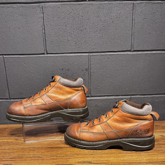 90’s Y2K Vintage GBX 8877 B Chunky Brown Leather Platform Boots Men’s 14 - Picture 1 of 8